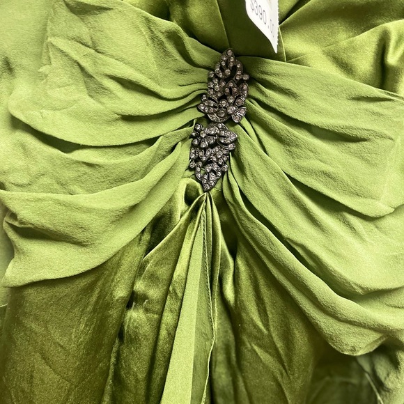 NWT~DESIGNER~ KAY UNGER NEW YORK SILK GREEN GOWN DRESS~ SIZe:8 - Picture 5 of 10